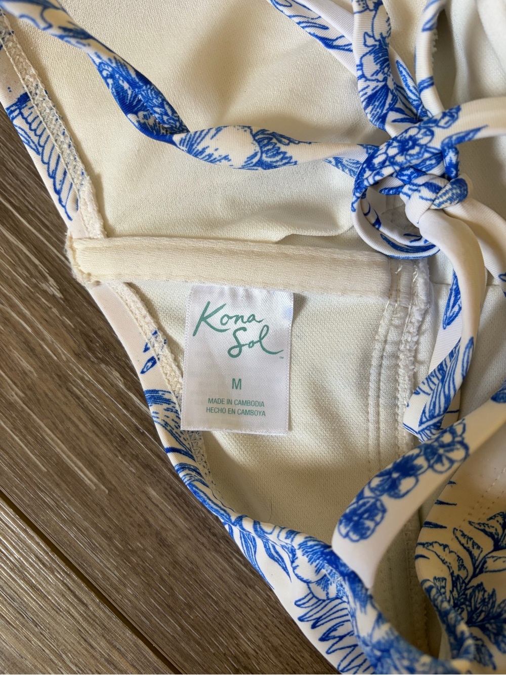 Kona Sol White One-Piece Swimsuit with Blue Floral Print - Picture 6 of 7